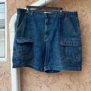 Men's Vintage Savane Cargo Blue Jean Shorts Size 40